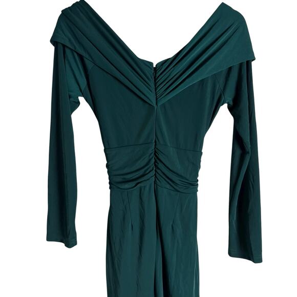 Zac Posen Emerald Green Off Shoulder Cocktail Maxi Formal Gown 10 - Picture 13 of 16